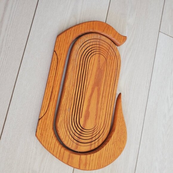 Vintage Canada Alberta Oak Folding Duck Basket Rustic Farmhouse Kitchen Decor - Picture 3 of 10